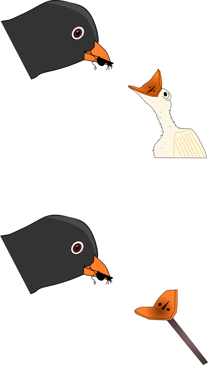 Attrappenversuch Vogelfütterung (Modell)