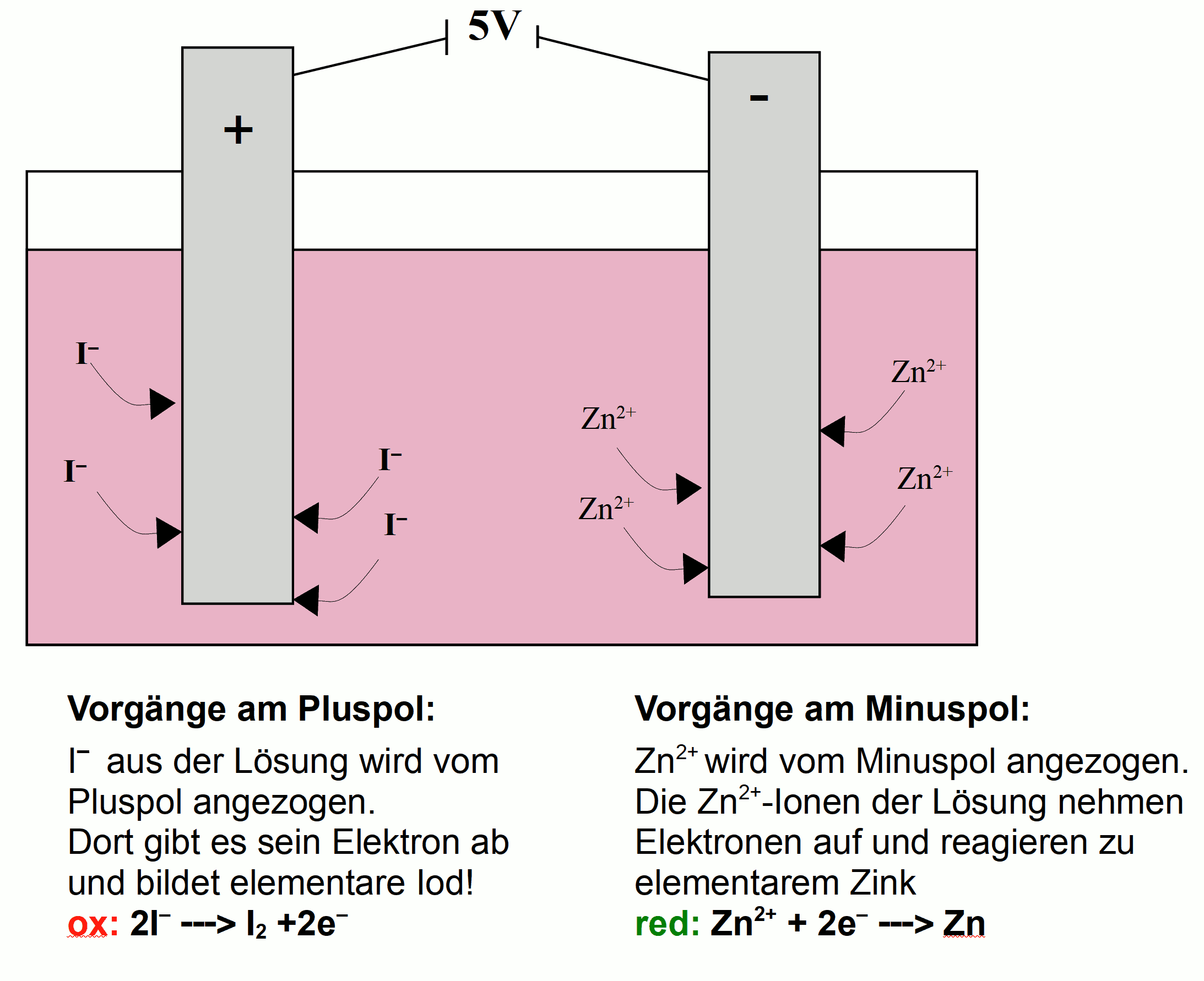 Zersetzung von Zinkiodid (Elektrolyse)